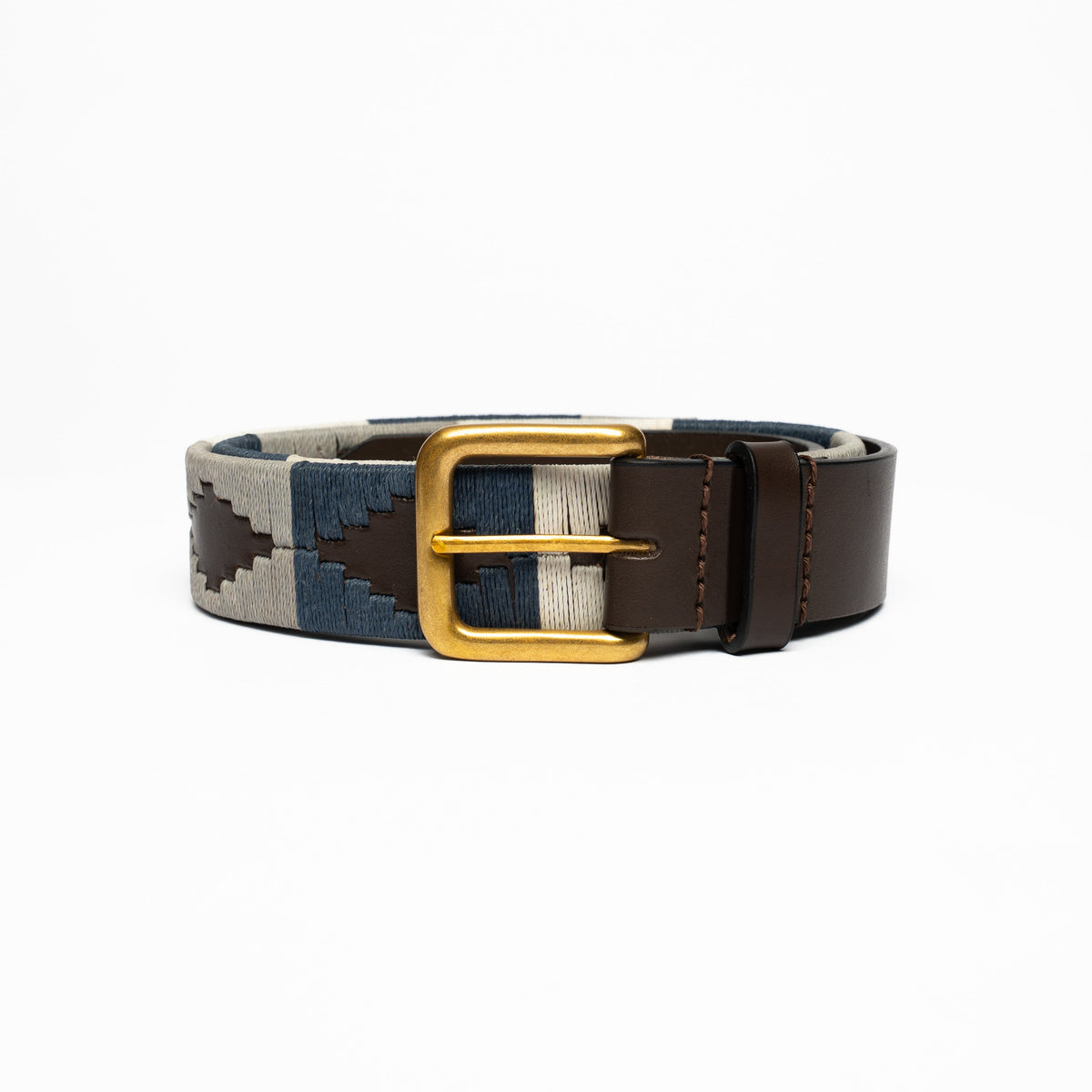 Marinblått och grått flätat polobälte från OneWear