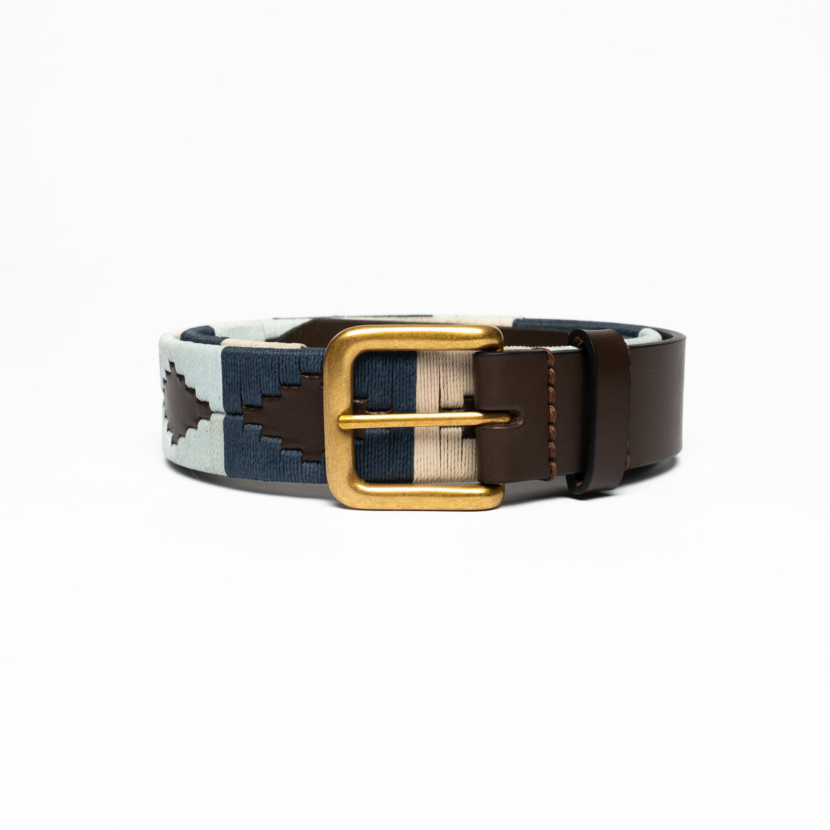 Ljusblått och beige flätat polobälte från OneWear