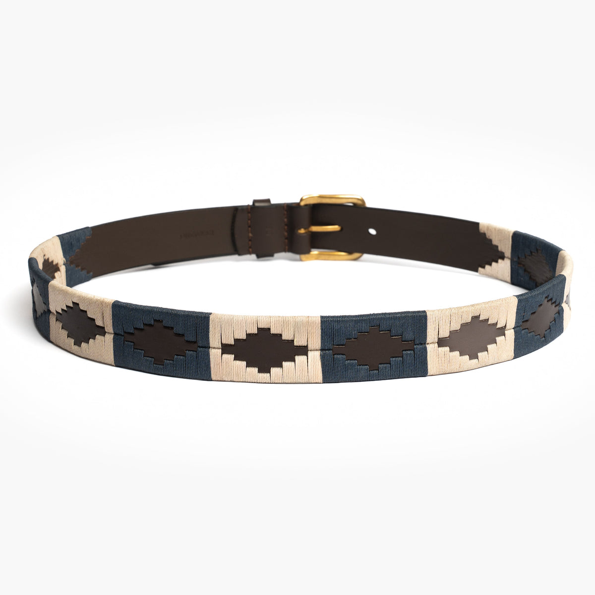 Blått och benvitt flätat polobälte från OneWear